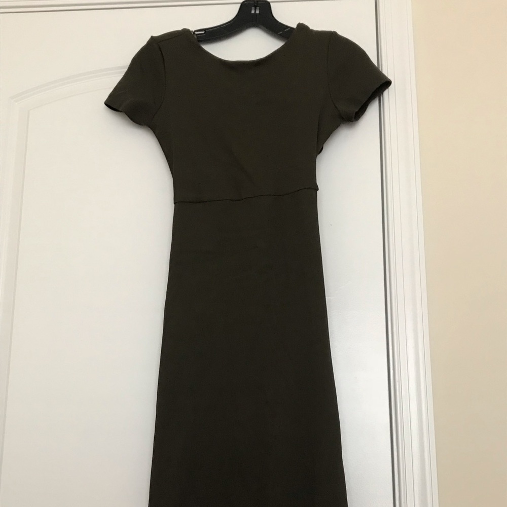 Forest Green midi dress- exposed back.